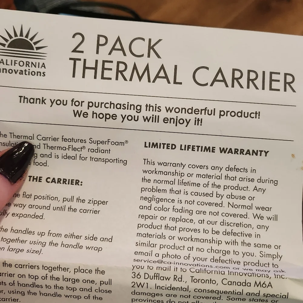 California Innovations 2 Pack Thermal Carrier NWT